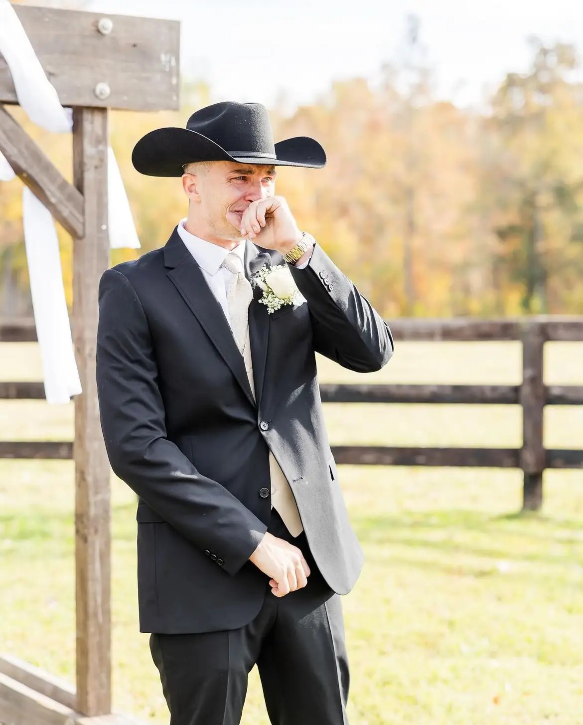 model wearing tux